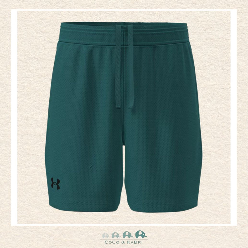 Under Armour youth boys' Tech™ Mesh shorts in a unique Rack Green, featuring a full-mesh construction for superior ventilation and a secure encased elastic waistband | Canada