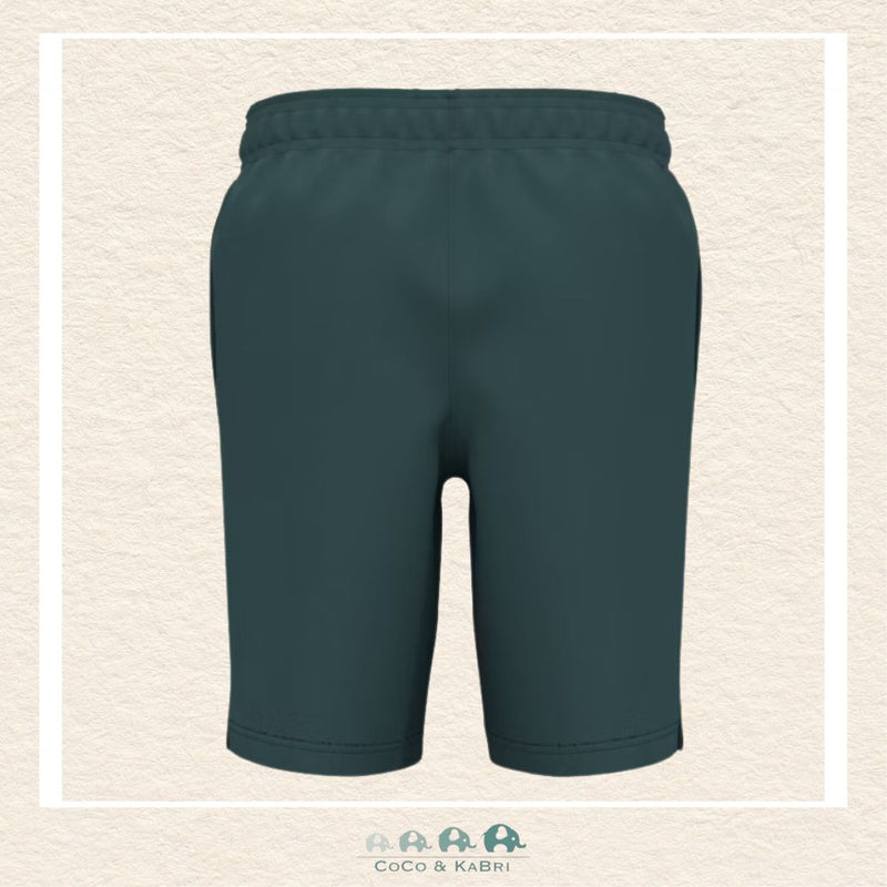 Back view of the Rack Green woven shorts showing the clean athletic drape and the durable performance fabric designed for maximum mobility and outdoor play | Canada