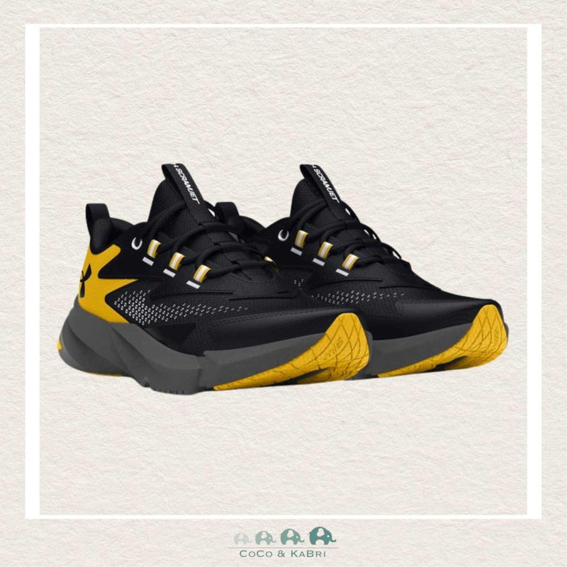 Under Armour Youth Boys BGS Scramjet 6 - Black/Yellow Running Shoes (P2 - 150), CoCo & KaBri Children's Boutique