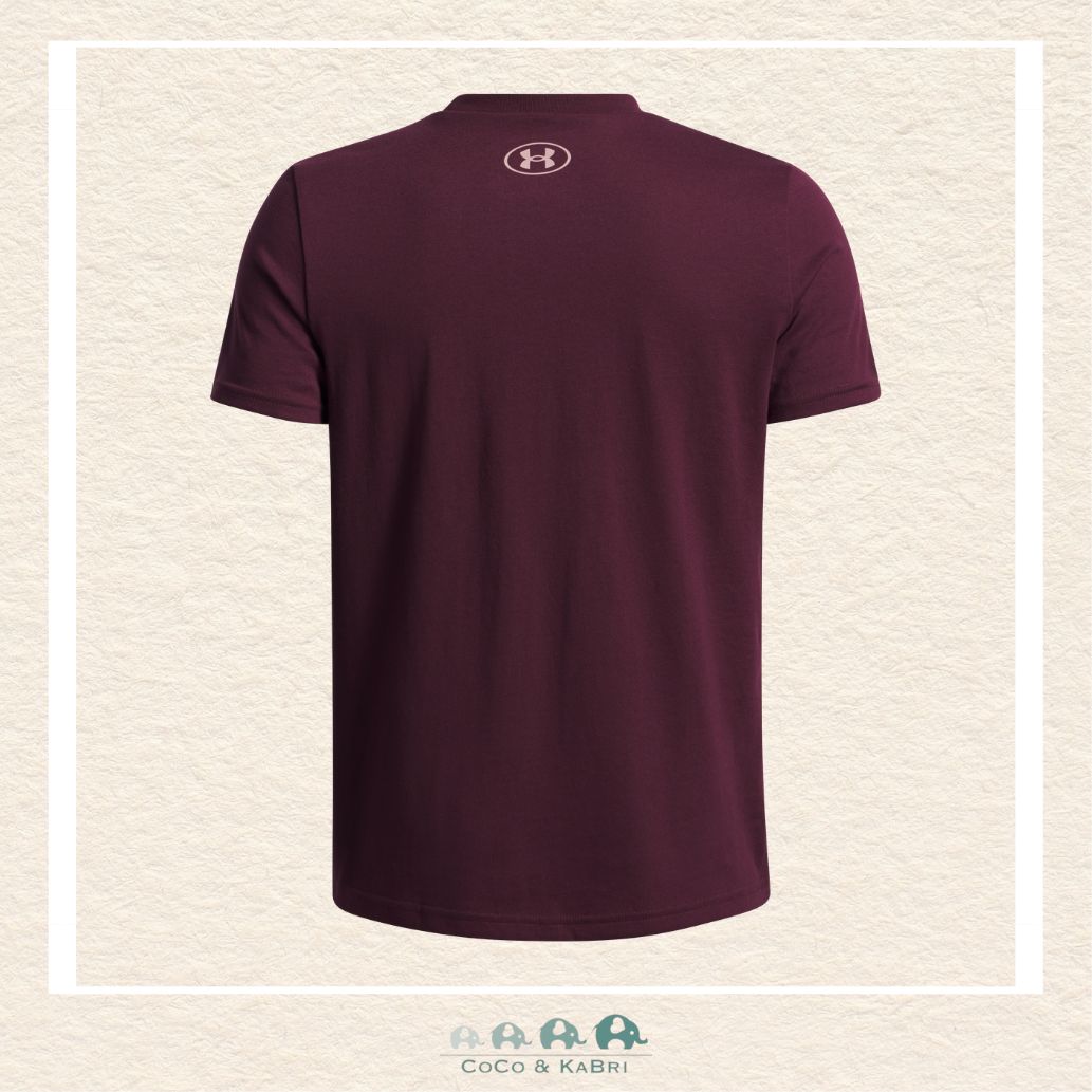 Under Armour Youth Boys' Logo Wordmark Short Sleeve Dark Maroon Tee, CoCo & KaBri Children's Boutique