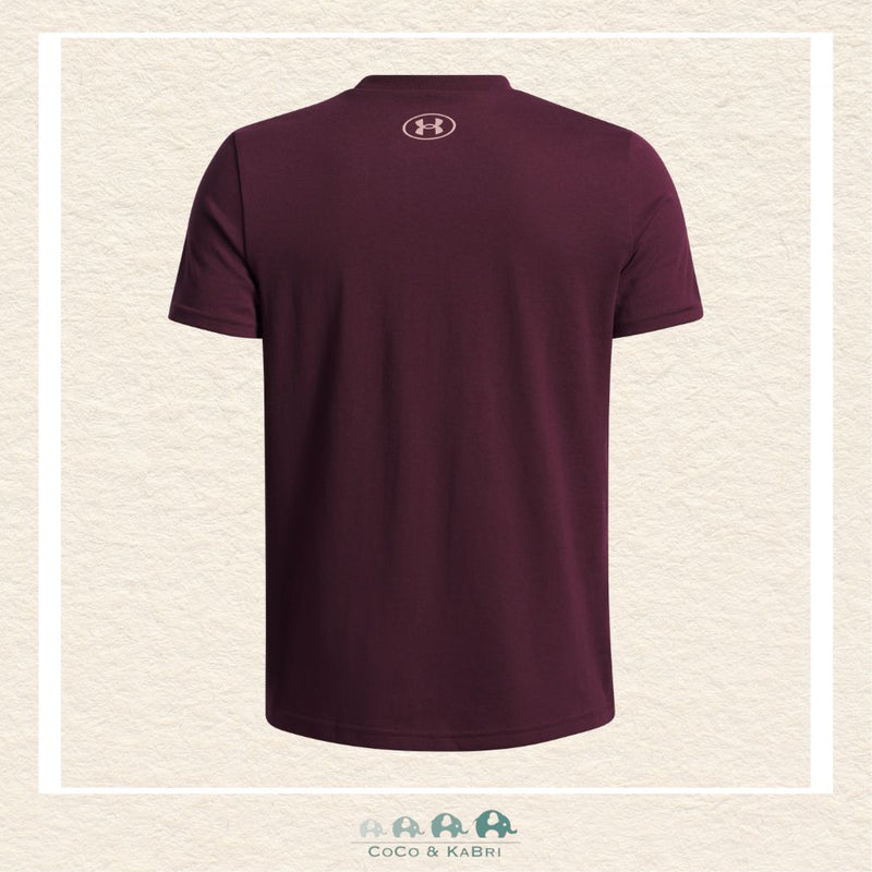 Under Armour Youth Boys' Logo Wordmark Short Sleeve Dark Maroon Tee, CoCo & KaBri Children's Boutique