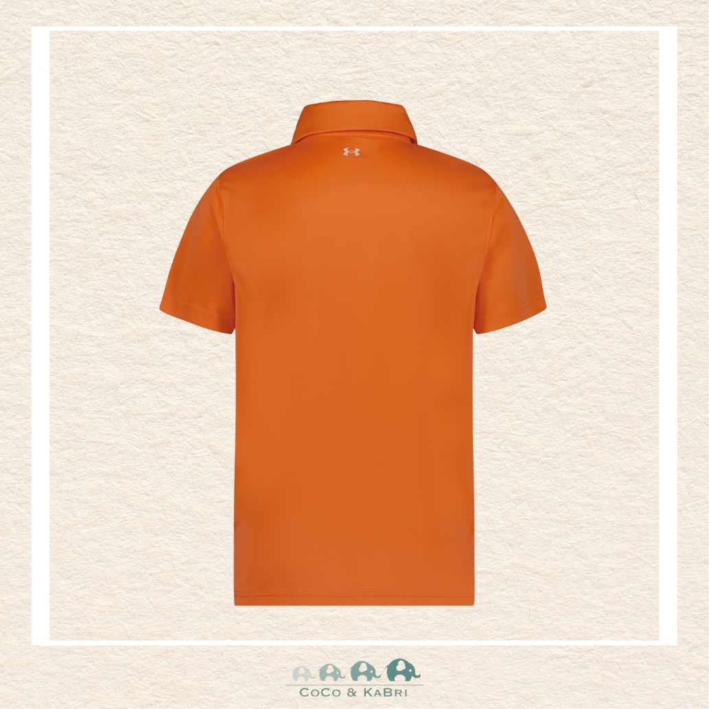 Back view of the Under Armour boys' polo showing the clean, athletic fit and premium moisture-wicking fabric designed for active play | Canada
