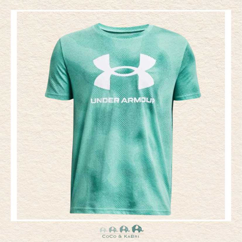 Under Armour: Youth Boys' Sportstyle Logo Printed tee - Neo Turquoise, CoCo & KaBri Children's Boutique