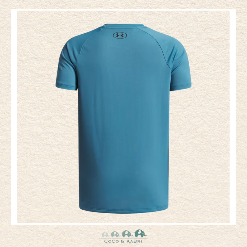 Back view of the Boundless Blue Tech™ 2.0 shirt showing the clean, athletic drape and the updated shaped hem designed for better coverage during movement | Canada