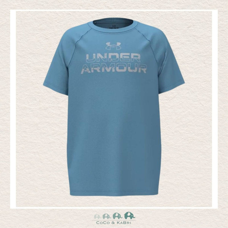 Under Armour Youth Boy's Tech™ Split Wordmark Short Sleeve Ether Blue, CoCo & KaBri Children's Boutique