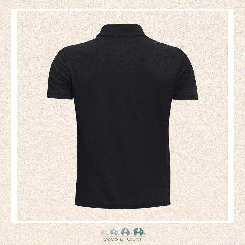Back view of the solid black Under Armour polo showing the lightweight Tech fabric and clean, athletic silhouette designed for maximum breathability | Canada