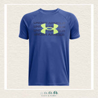 Under Armour Youth Boys' Tech™ Wordmark Logo Short Sleeve Top - Blue, CoCo & KaBri Children's Boutique
