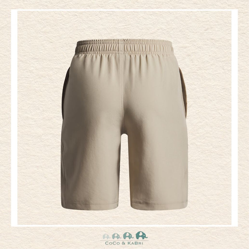 Back view of the brown Under Armour woven shorts showing the clean athletic cut and lightweight, durable fabric designed for high-intensity activity | Canada