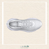 Under Armour grade school girls' Rogue running shoes in a modern Halo Gray, featuring a lightweight, breathable engineered mesh upper and a streamlined athletic silhouette | Canada