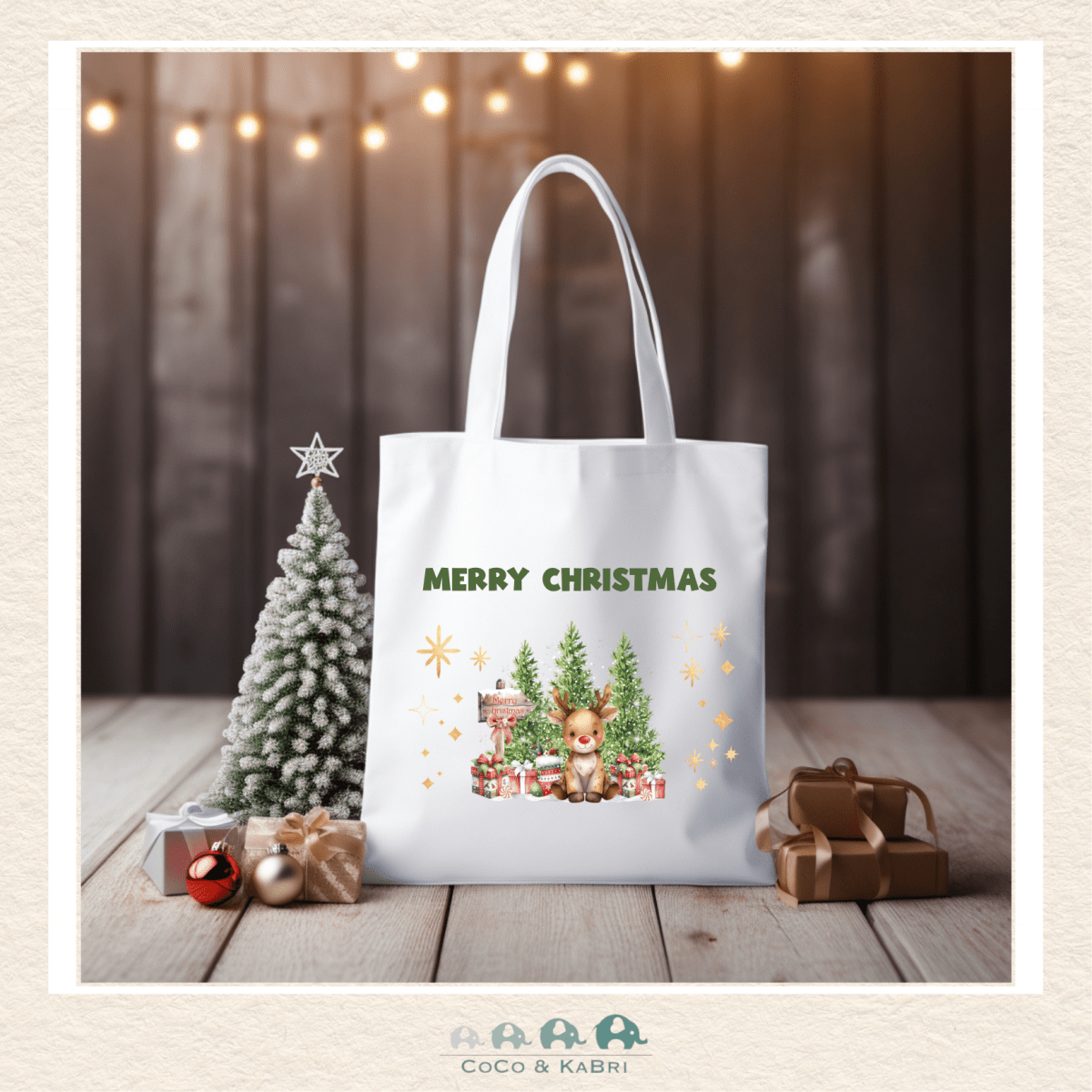 White Christmas Tote Bag (13" x 14"), CoCo & KaBri Children's Boutique