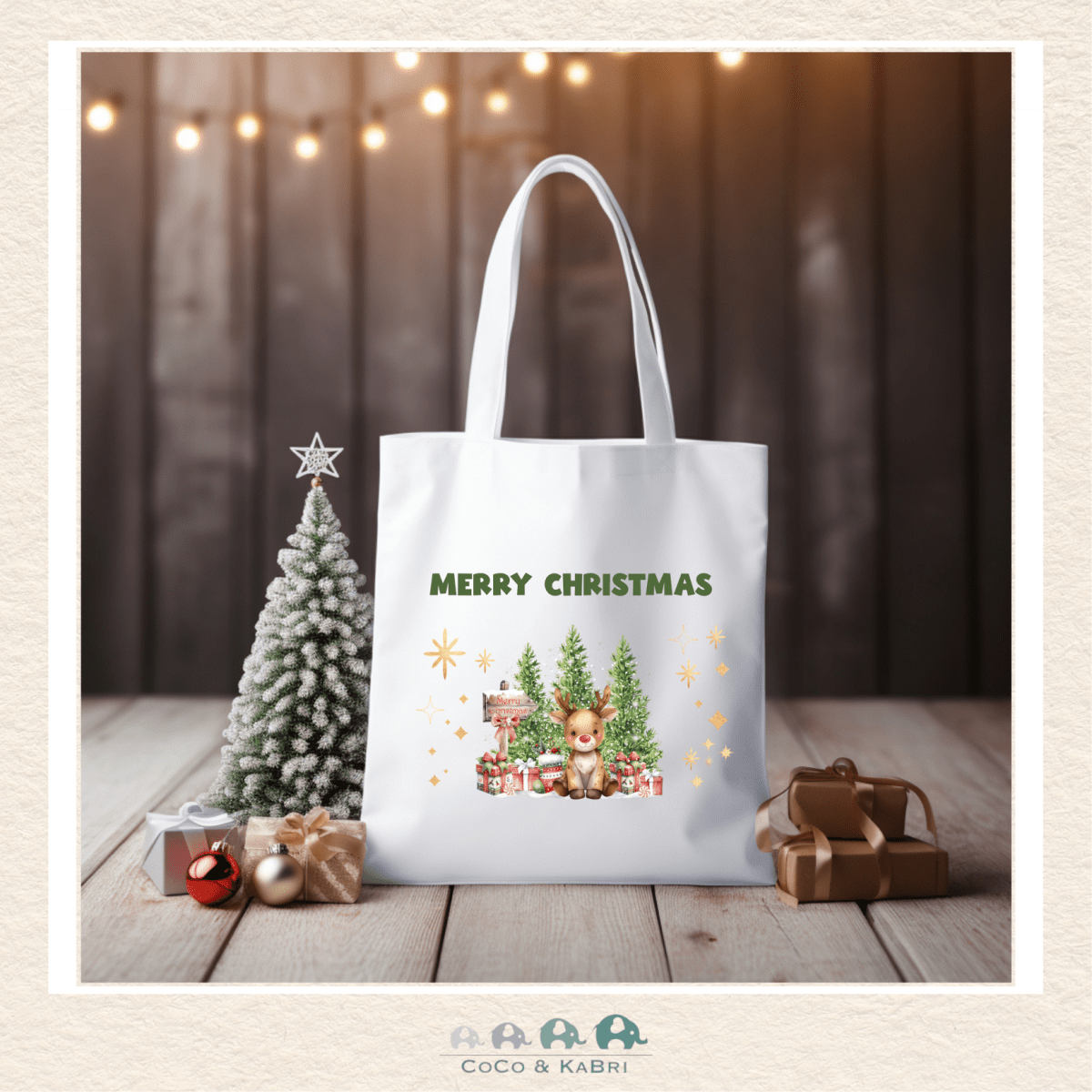 White Christmas Tote Bag (13" x 14"), CoCo & KaBri Children's Boutique