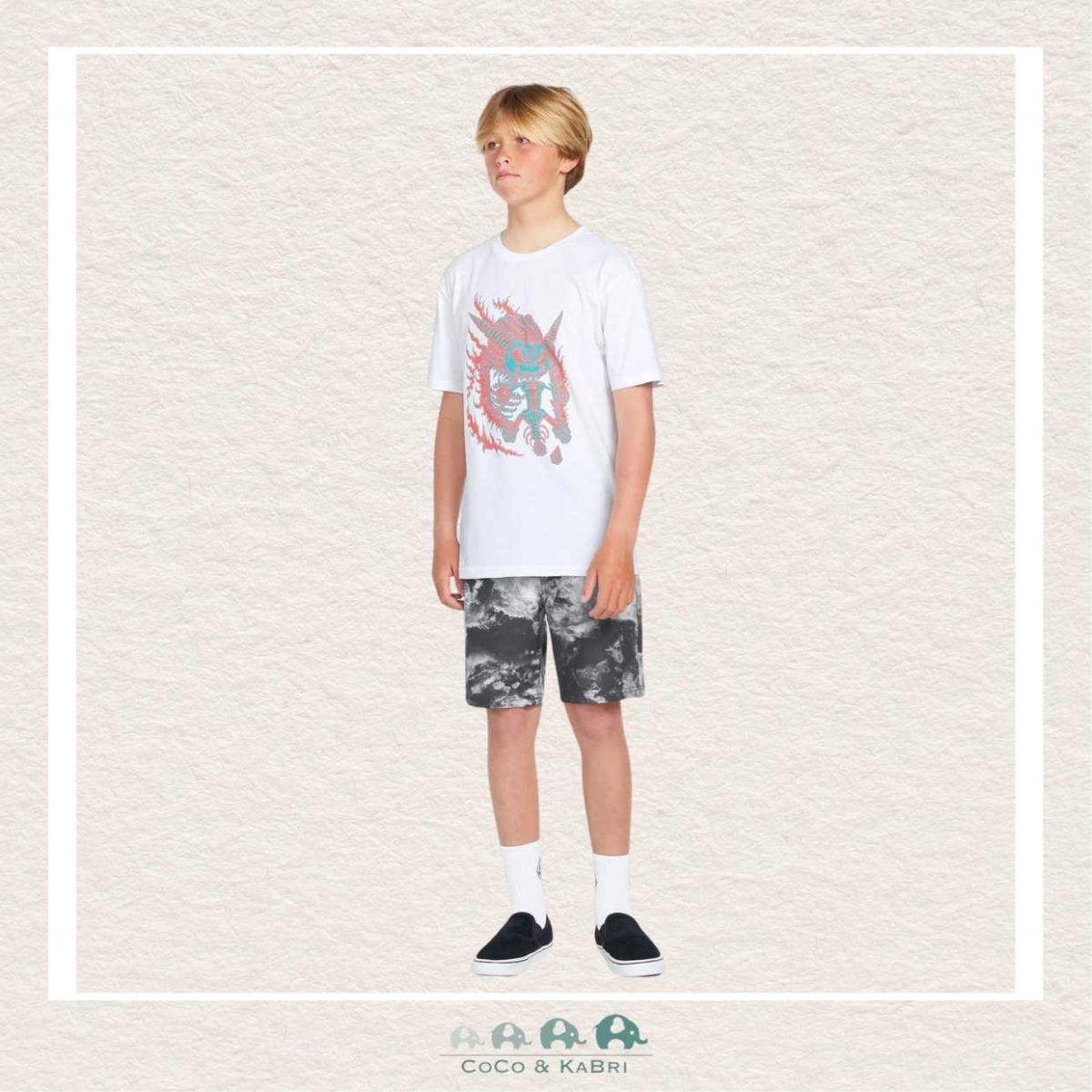 Volcom: Big. Boys Asphalt Beach Hybrid BlackWhite Shorts, CoCo & KaBri Children's Boutique