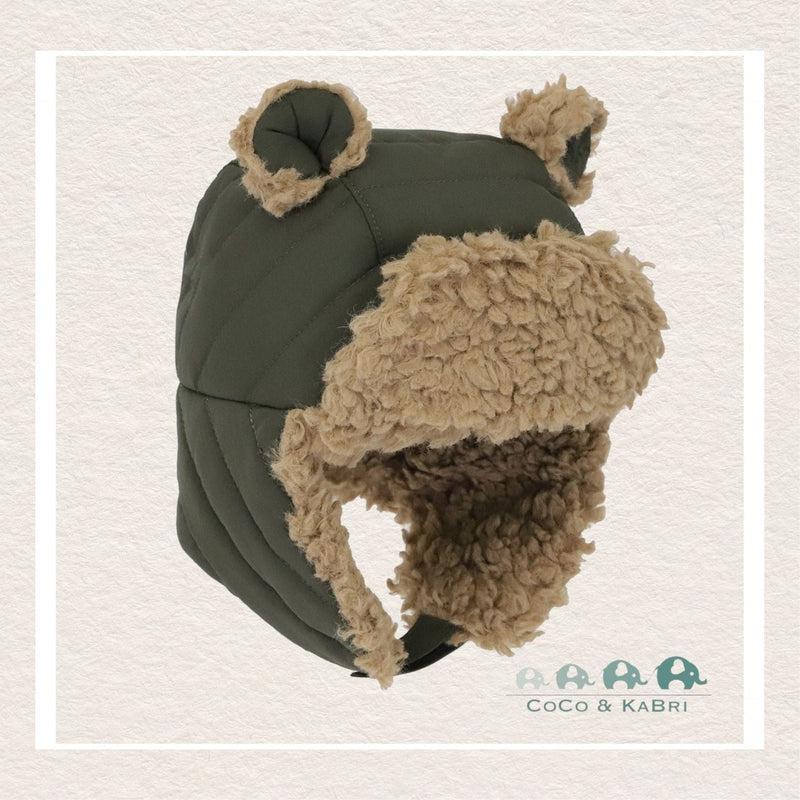 Calikids:Nylon Bear Puffer Hat - Green - CoCo & KaBri