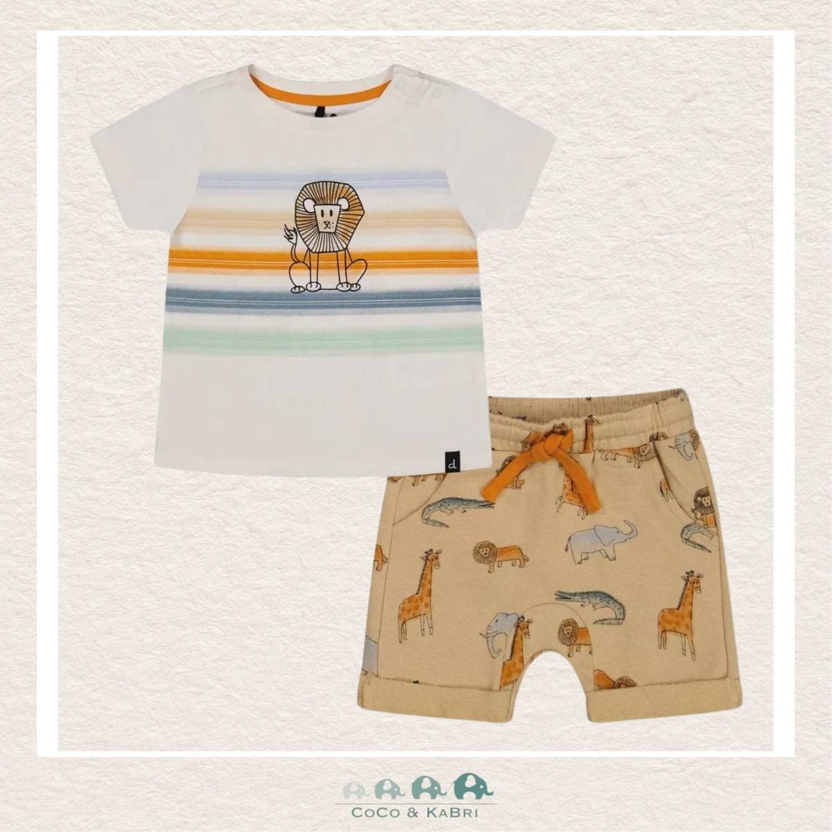 Deux Par Deux: Baby Boy Two Piece Short Sleeve Tshirt with Shorts - Jungle Theme