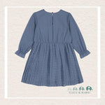 Deux Par Deux: Chiffon Swiss Dot Heart Dress With Pleated Skirt Old Blue - CoCo & KaBri