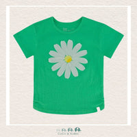 Deux Par Deux Green Crinkle Jersey Top With Flower, CoCo & KaBri Children's Boutique