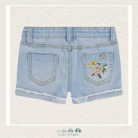 🇨🇦 Deux Par Deux: Light Blue Denim Shorts with Embroidery, CoCo & KaBri Children's Boutique