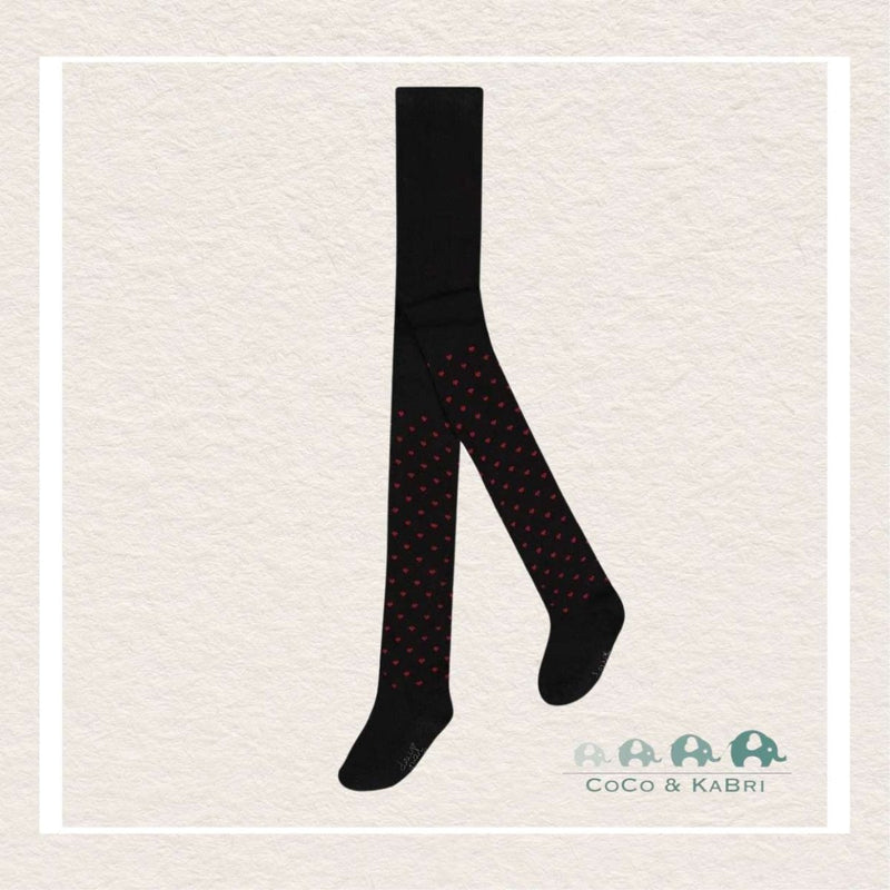 🇨🇦 Deux Par Deux: Red Heart Pattern Tights Black, CoCo & KaBri Children's Boutique