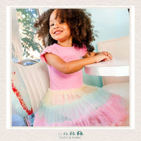 Deux Par Deux Short Sleeve Dress With Ruffle Tulle Skirt, CoCo & KaBri Children's Boutique