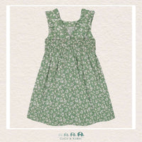 Deux Par Deux: Sleeveless Green Muslin Flower Print Dress