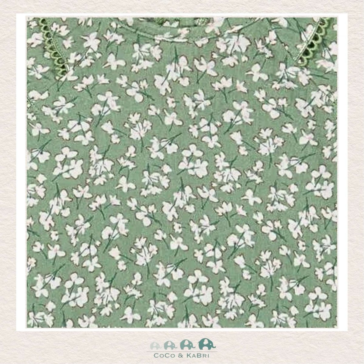 Deux Par Deux: Two Piece Muslin Blouse & Short Set - Green Flower Print, CoCo & KaBri Children's Boutique