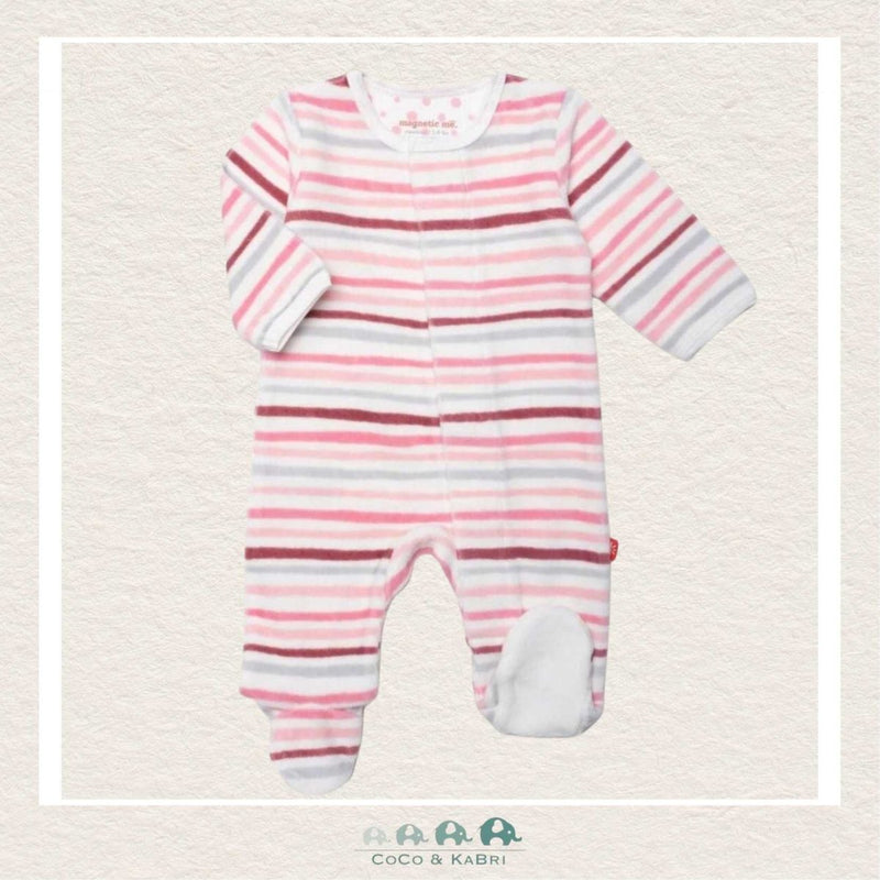 *Magnetic Me: Baby Girls Multi Stripe Pink Velour Footie, CoCo & KaBri Children's Boutique