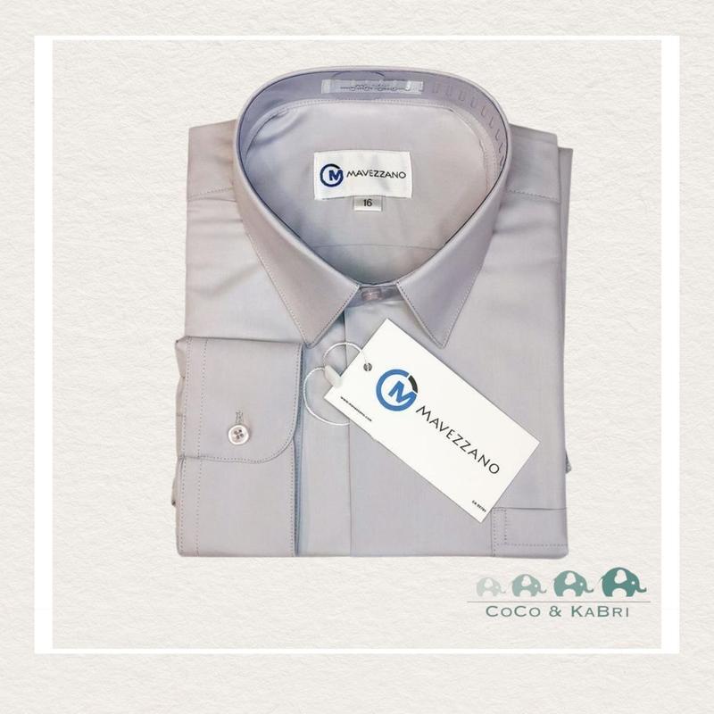 Mavezzano Boys Dress Shirt: Sateen Silver, CoCo & KaBri Children's Boutique