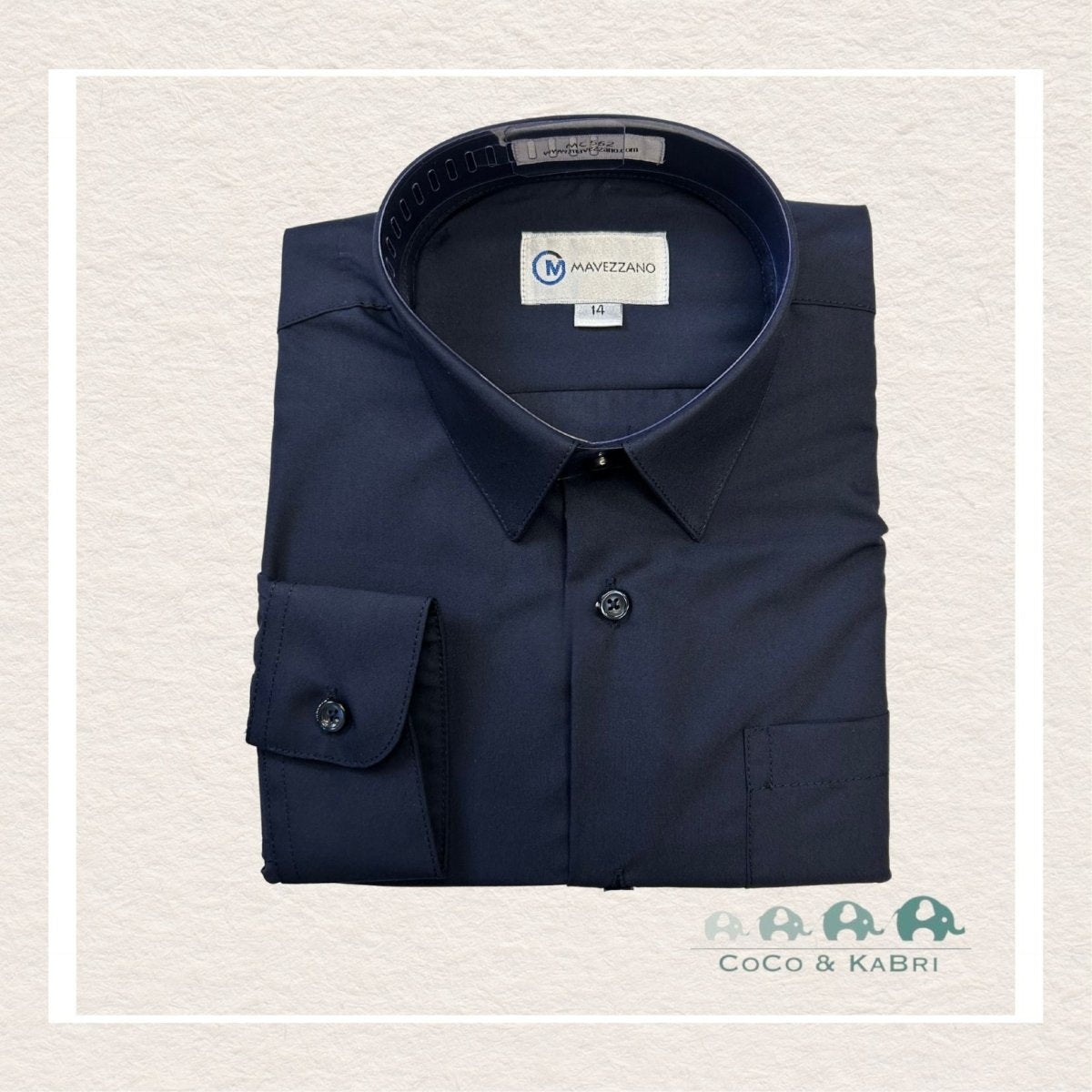 Mavezzano Dress Shirt - Sateen Navy, CoCo & KaBri Children's Boutique