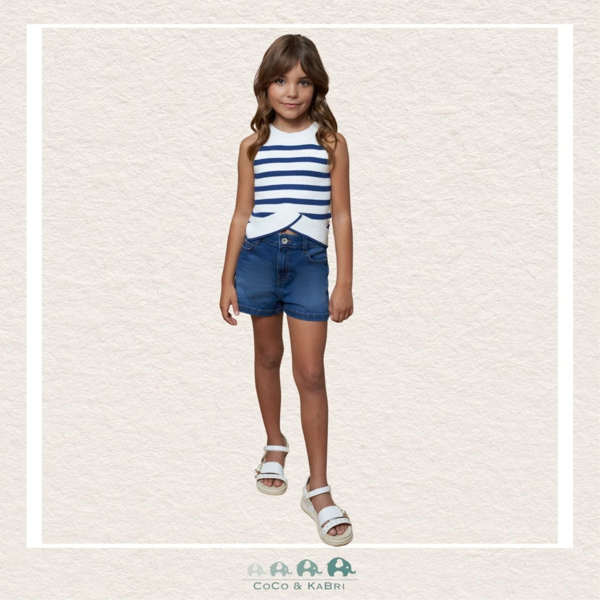 Mayoral: Girls Dark Denim Shorts, CoCo & KaBri Children's Boutique