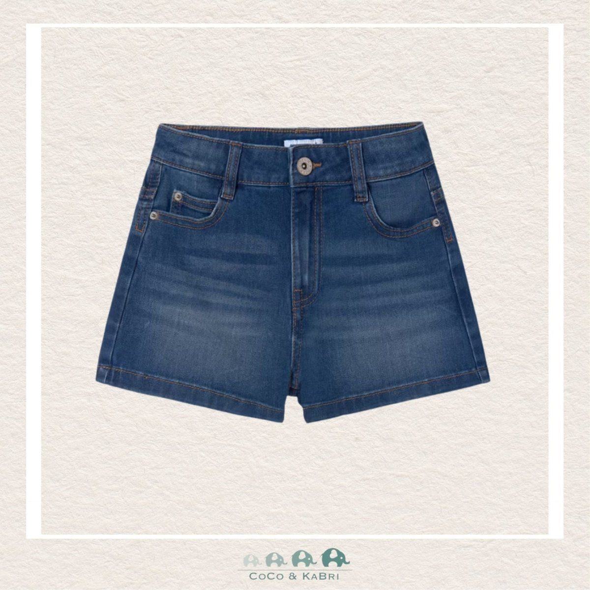 Mayoral: Girls Dark Denim Shorts, CoCo & KaBri Children's Boutique