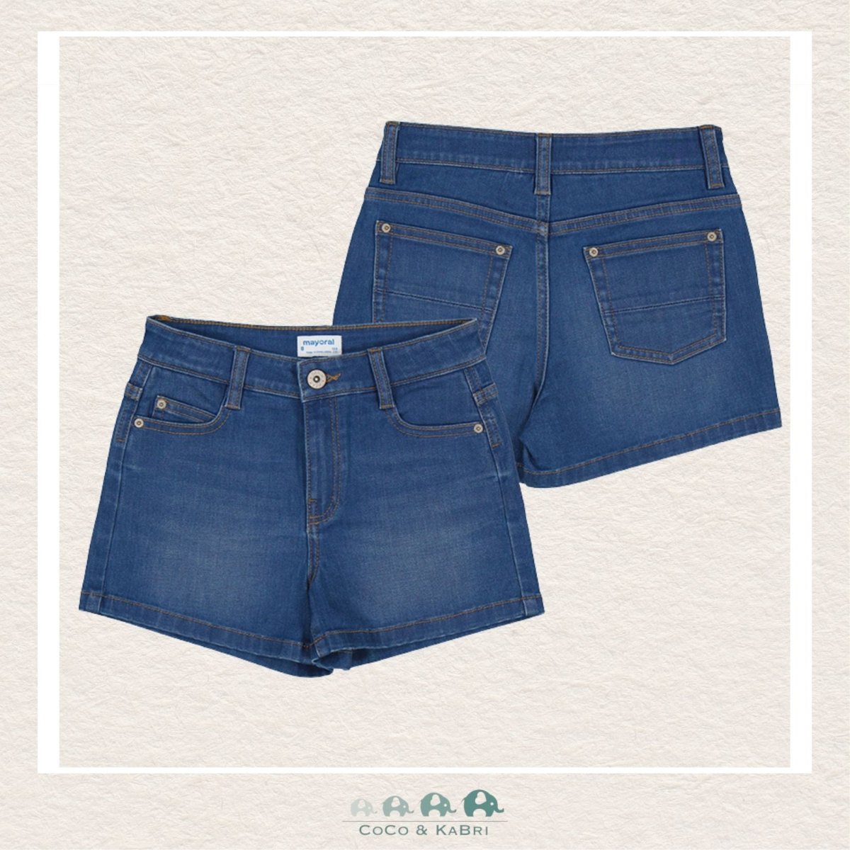 Mayoral: Girls Dark Denim Shorts, CoCo & KaBri Children's Boutique