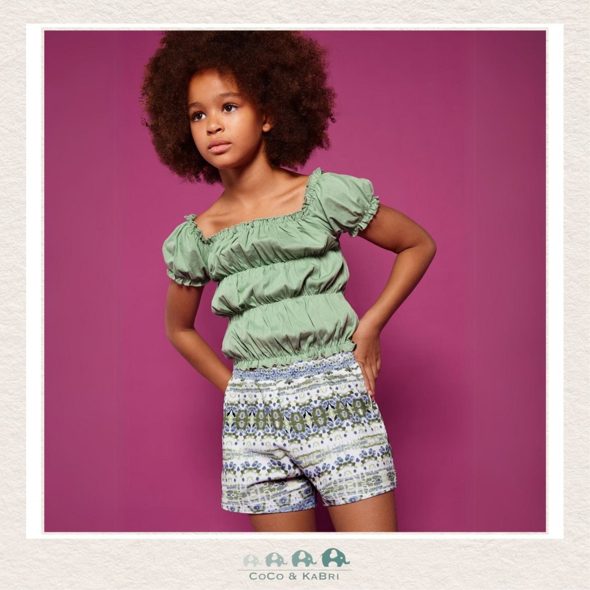Mayoral : Girls Mint Green Top & Shorts, CoCo & KaBri Children's Boutique