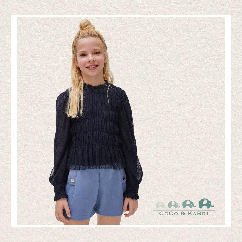 *Mayoral: Youth Girls Tulle Blouse - Navy Blue, CoCo & KaBri Children's Boutique
