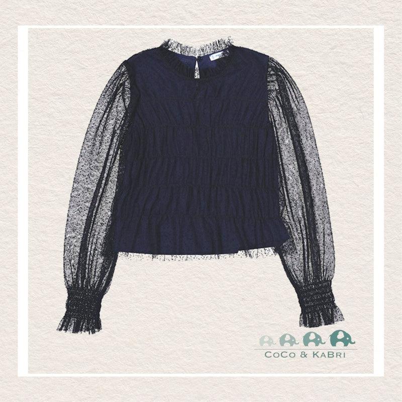 Mayoral: Girls Tulle Blouse - Navy Blue - CoCo & KaBri