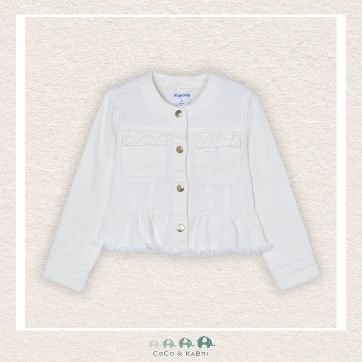 Mayoral: Girls White Denim Jacket, CoCo & KaBri Children's Boutique