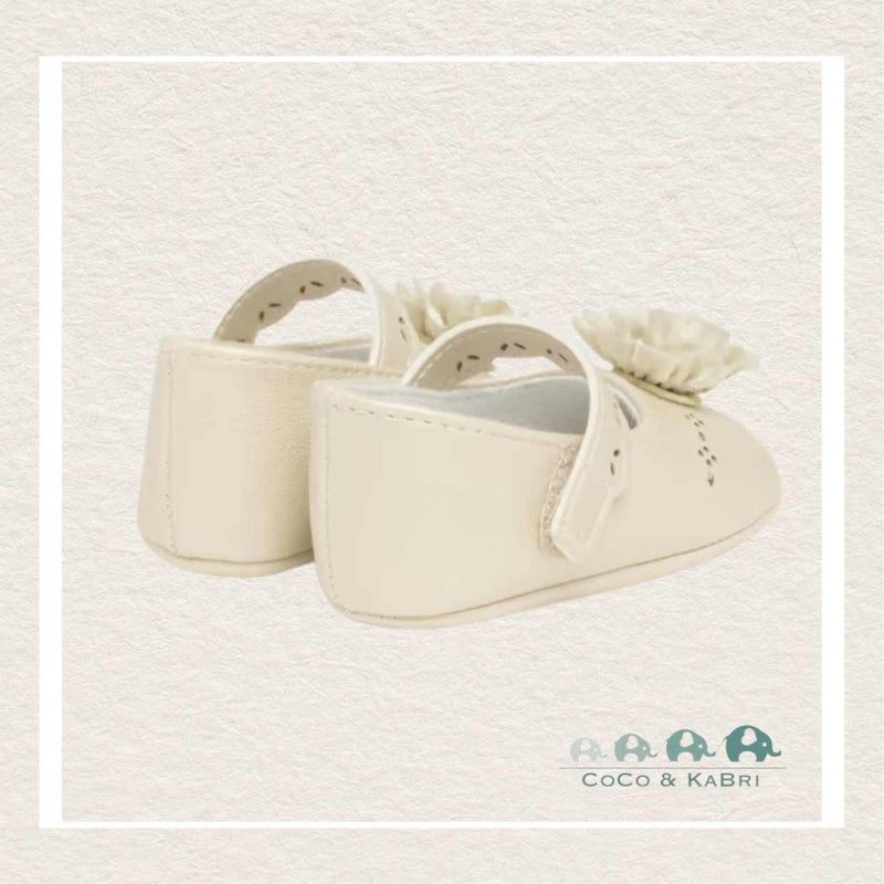 Mayoral: Mary Jane Newborn Shoes with Flower - Champagne (M2-32), CoCo & KaBri Children's Boutique