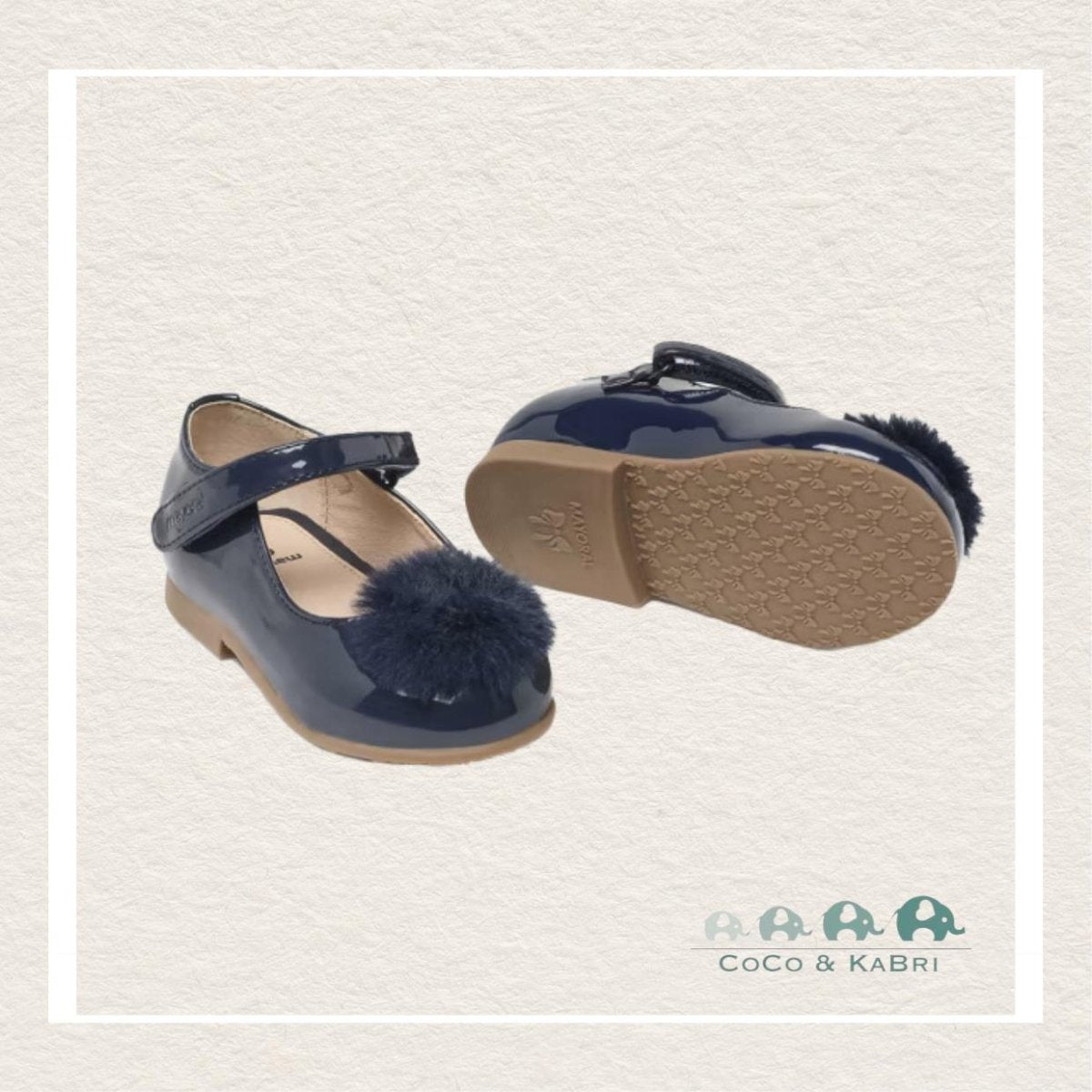 Mayoral: Pom pom mary janes sustainable leather baby - Navy - CoCo & KaBri
