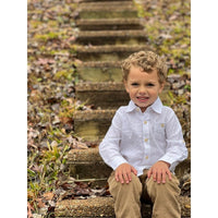 Me & Henry: Atwood Woven Shirt - White, CoCo & KaBri Children's Boutique