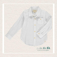 Me & Henry: Atwood Woven Shirt - White, CoCo & KaBri Children's Boutique