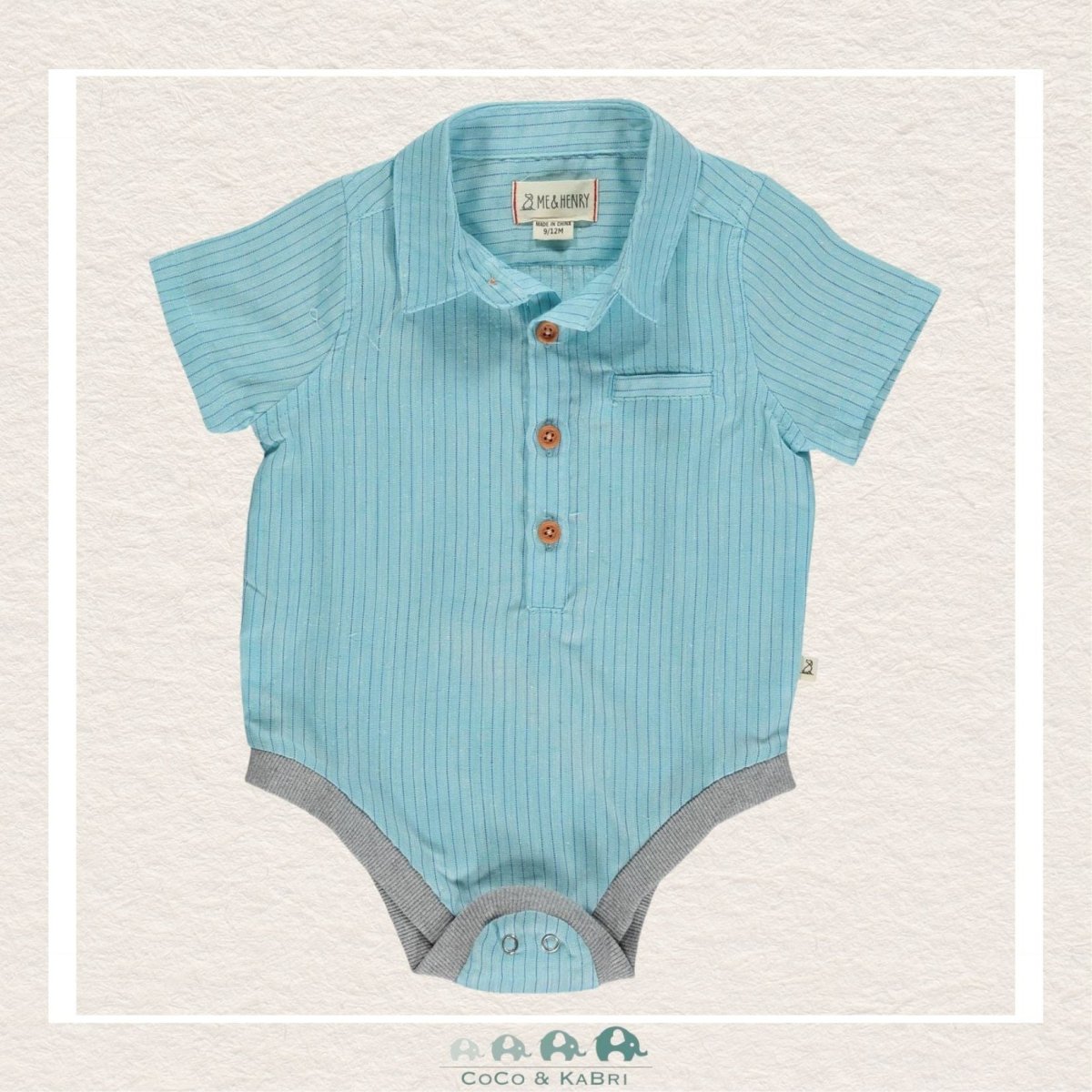 Me & Henry Baby Boy Helford Diaper Shirt -Aqua, CoCo & KaBri Children's Boutique