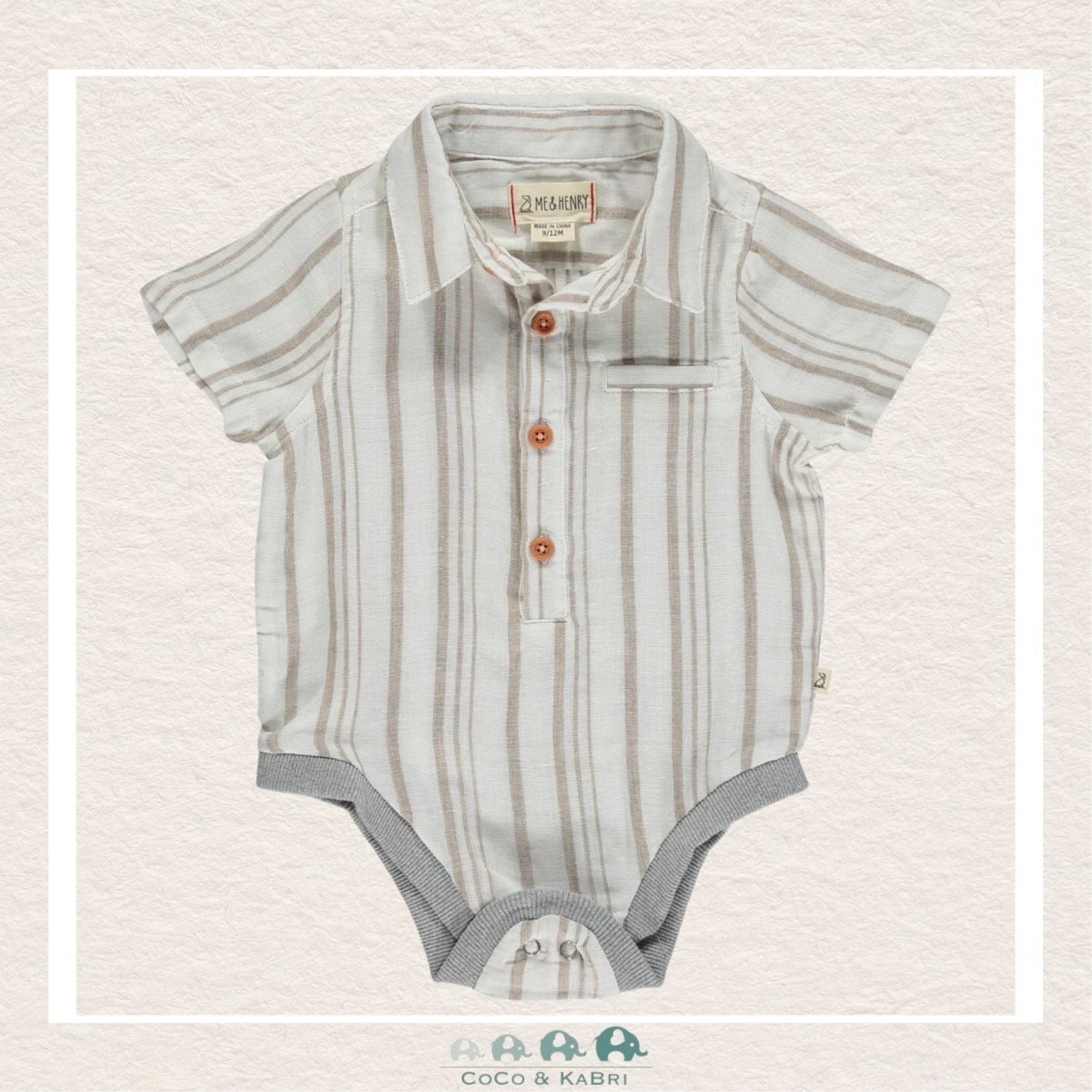 Me & Henry Baby Boy Helford Diaper Shirt -Cream/Beige, CoCo & KaBri Children's Boutique