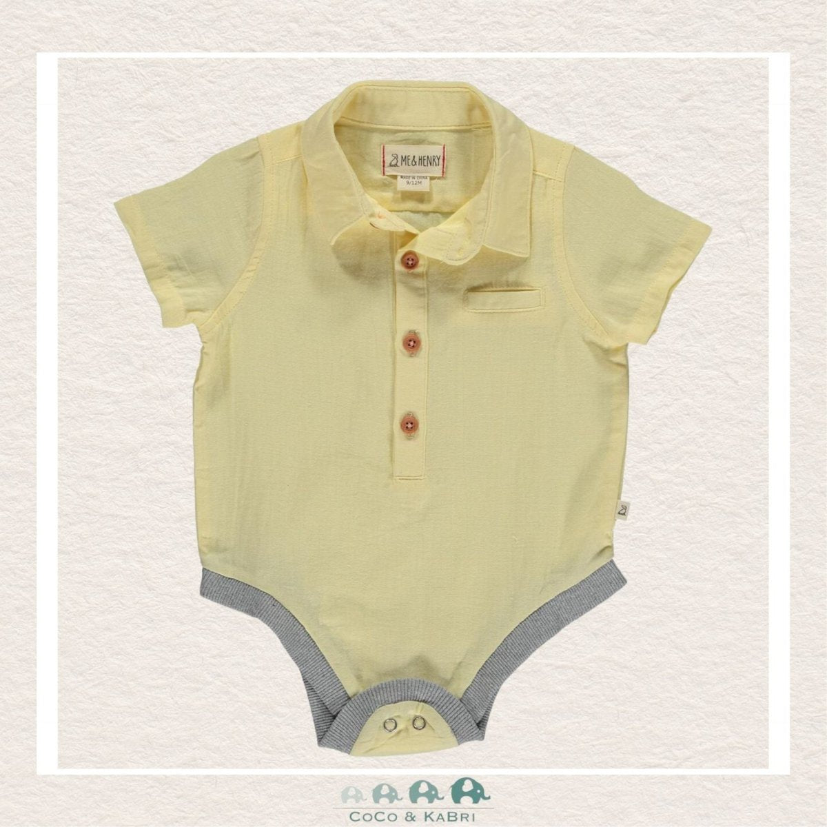 Me & Henry Baby Boy Helford Diaper Shirt - Yellow, CoCo & KaBri Children's Boutique