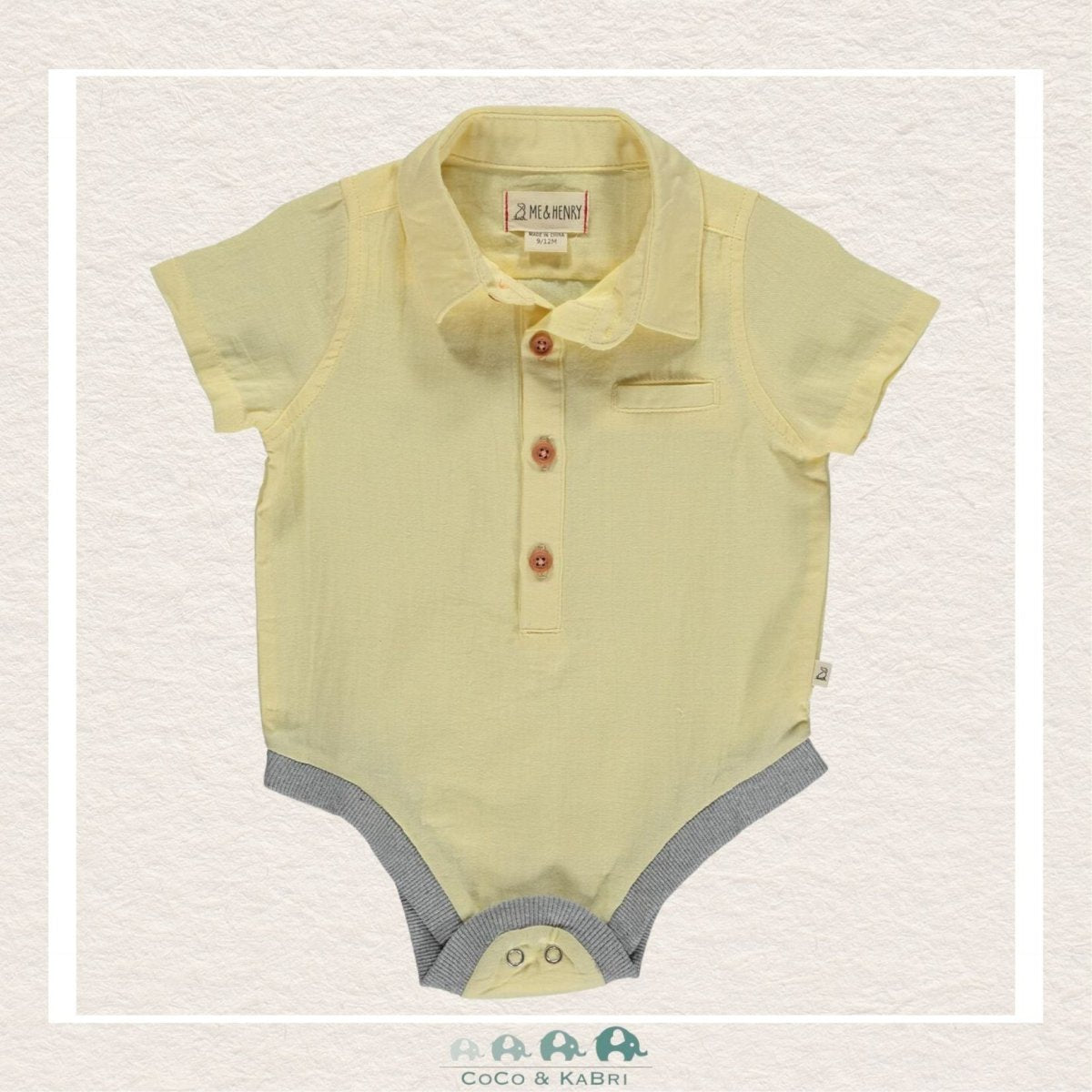 Me & Henry Baby Boy Helford Diaper Shirt - Yellow, CoCo & KaBri Children's Boutique