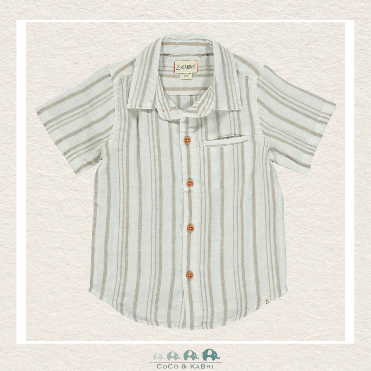 Me & Henry: Boys Newport Shirt - Cream/Beige Stripe, CoCo & KaBri Children's Boutique