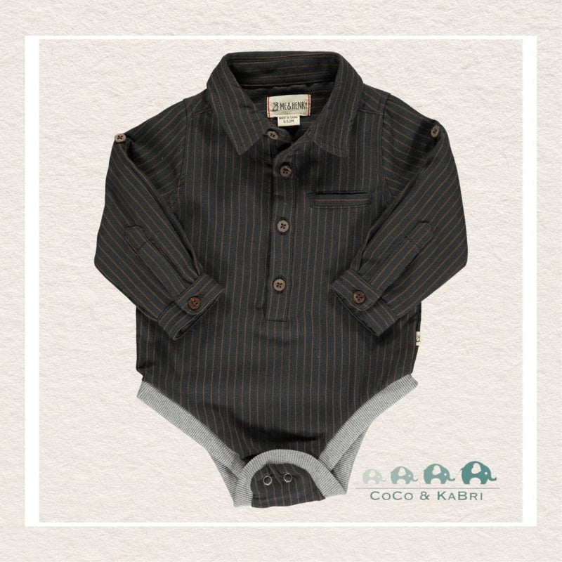 *Me & Henry: Jasper Baby Boy Woven Diaper Shirt - Navy/Grey Stripe, CoCo & KaBri Children's Boutique