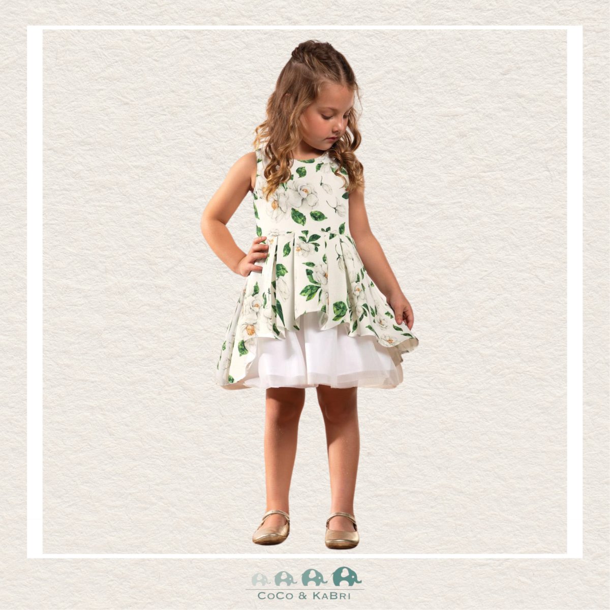 Milon Girls White & Green Dress, CoCo & KaBri Children's Boutique