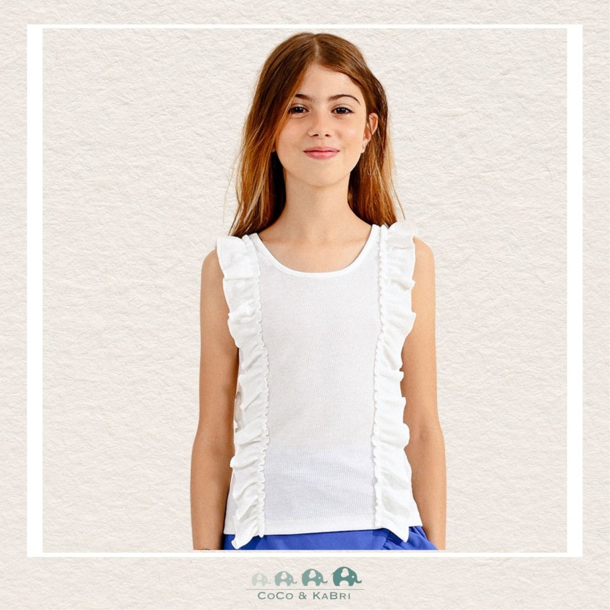 Molly Bracken Girl: Off White Ruffled Tank Top, CoCo & KaBri Children's Boutique