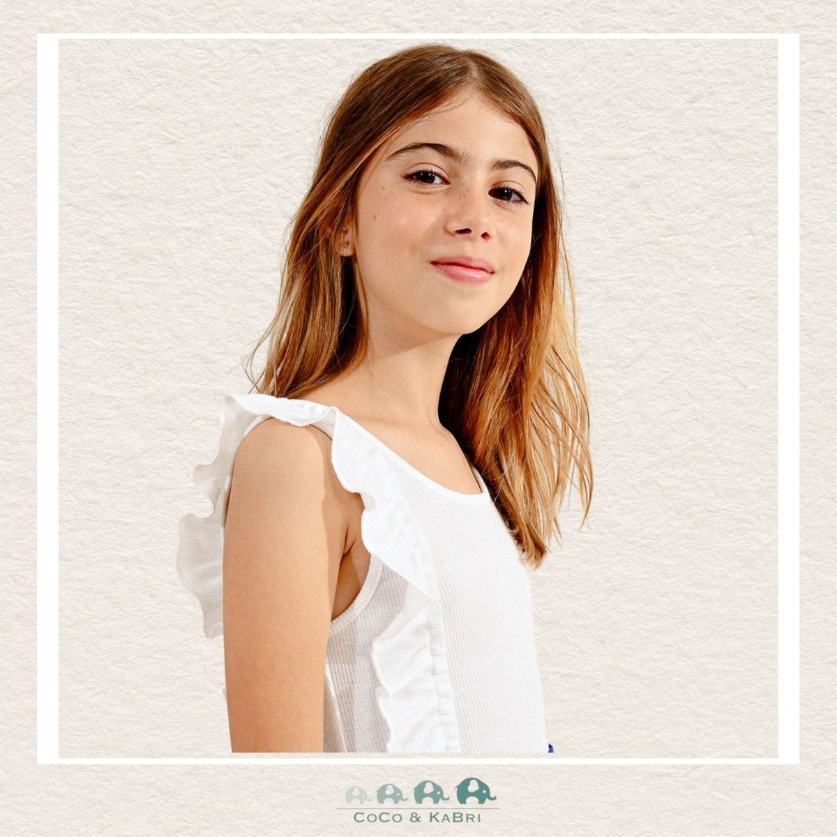 Molly Bracken Girl: Off White Ruffled Tank Top, CoCo & KaBri Children's Boutique