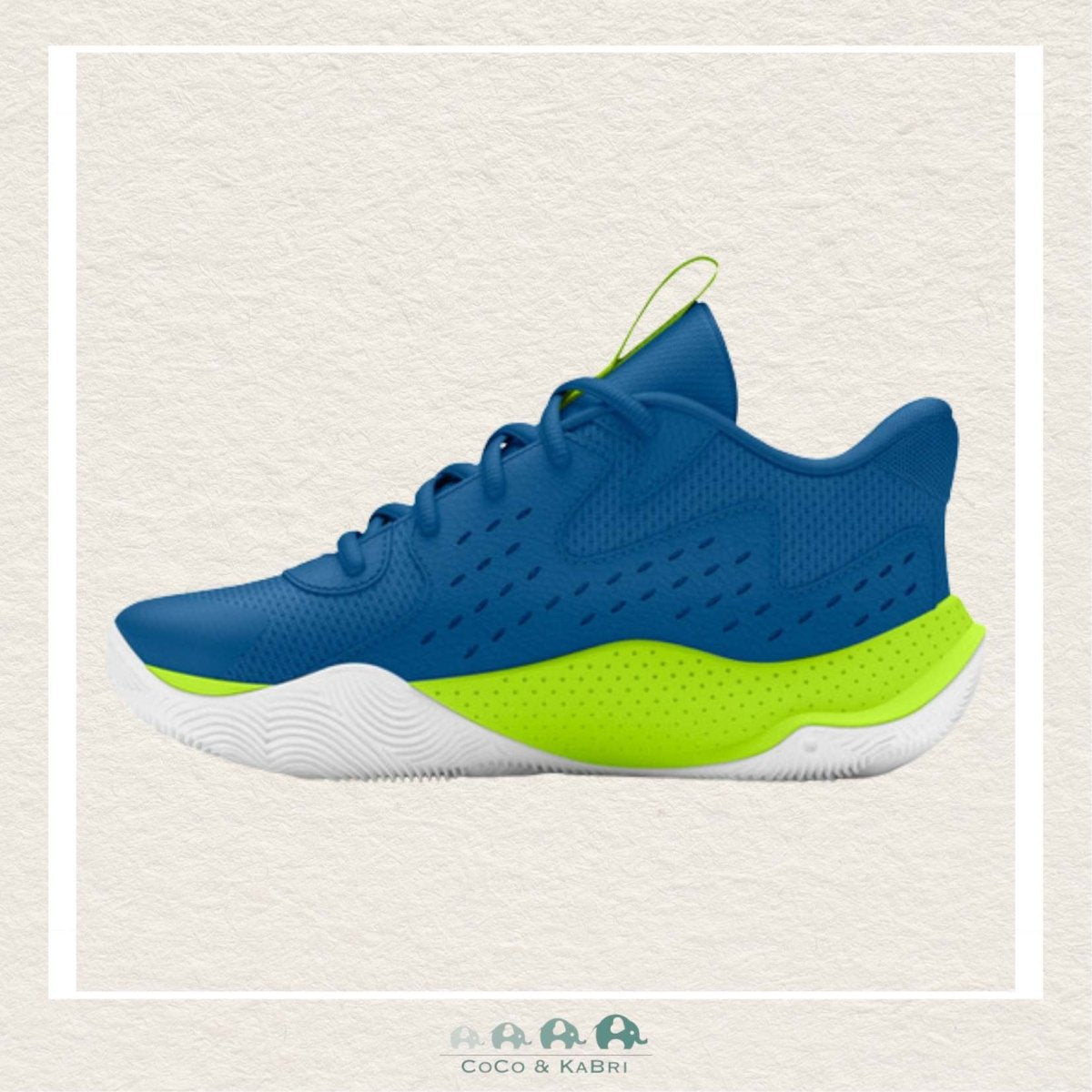 Under Armour Boys Shoes: PS JET '23 Photon Blue-High Vis Yellow-White, CoCo & KaBri Children's Boutique