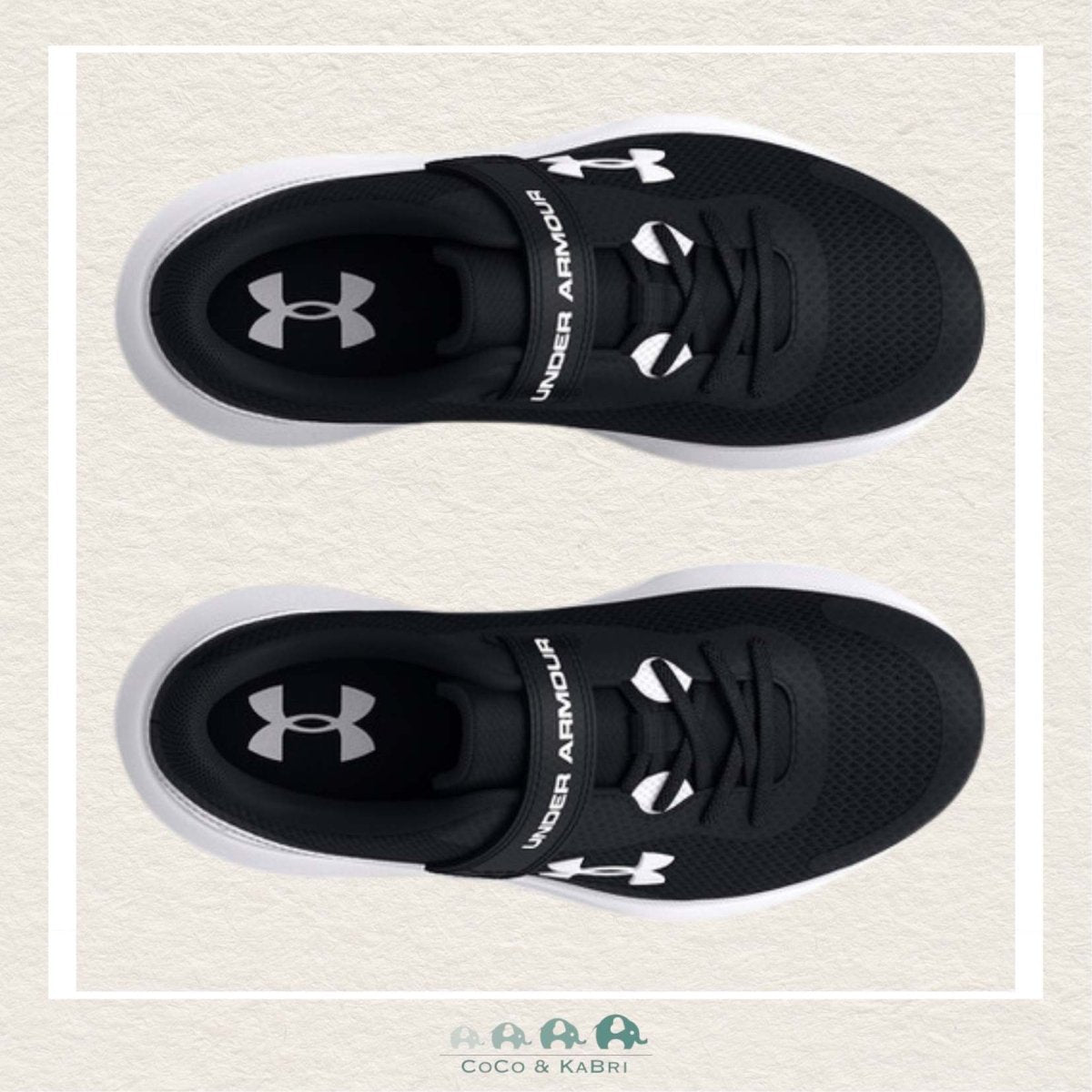 Under Armour Boys' Pre-School Surge 3 AC Running Shoes Black/White. (Y3), CoCo & KaBri Children's Boutique